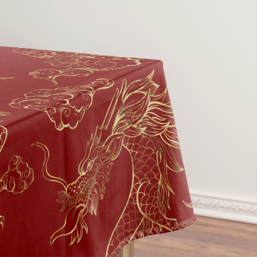 Chinesischer Drache Gold und Dunkelrot Tischdecke (Beispiel)