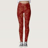 Chinesischer Drache Gold und Rot Leggings (Vorderseite)