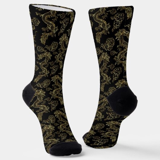 Chinesischer Drache Gold und Rot Socken (Gewinkelt)