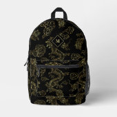 Chinesischer Drache Gold und Schwarz Bedruckter Rucksack (Vorderseite)