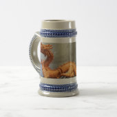 Chinesischer Drache Gray / Blue 22 oz Stein Bierglas (Vorderseite Links)