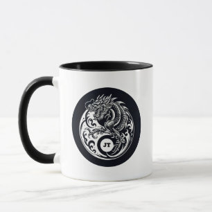Chinesischer Drache in Schwarz-Weiß personalisiert Tasse