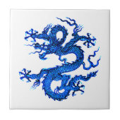 Chinesischer Drache, Indigo Blue Keramik Tile Fliese (Vorderseite)