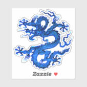 Chinesischer Drache, Indigoblau Aufkleber (Blatt)