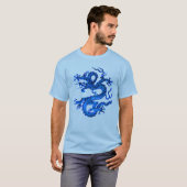 Chinesischer Drache, Indigoblau-T - Shirt (Vorne ganz)