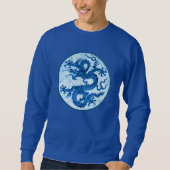 Chinesischer Drache, Indigoblau und Weiß Sweatshirt (Vorderseite)