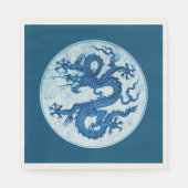 Chinesischer Drache, Indigoblau und weiße Napkins Serviette (Vorderseite)