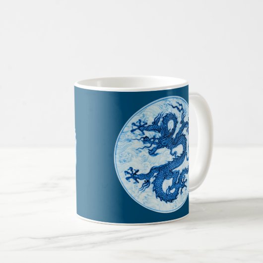 Chinesischer Drache, Indigoblau und Weißkaffee Tas Kaffeetasse (VorderseiteRechts)
