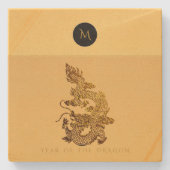 Chinesischer Drache Jahr 2024 Elegant Monogram SqS Steinuntersetzer (Vorderseite)