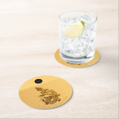 Chinesischer Drache Jahr 2024 Elegantes Monogramm  Runder Pappuntersetzer (Vor Ort)