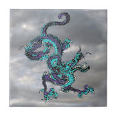 Chinesischer Drache Lila und Blau v16 Fliese (Vorderseite)