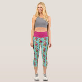 Chinesischer Drache Lotus Cherry Blüten Capri Leggings (Vorderseite)