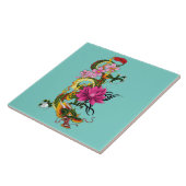 Chinesischer Drache Lotus Cherry Blüten Fliese (Seite)