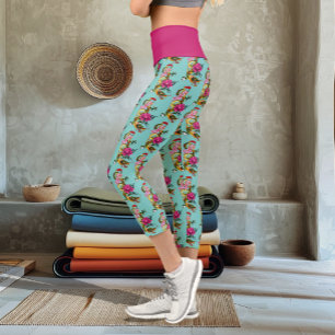Chinesischer Drache Lotus Kirschblüten Capri Leggings