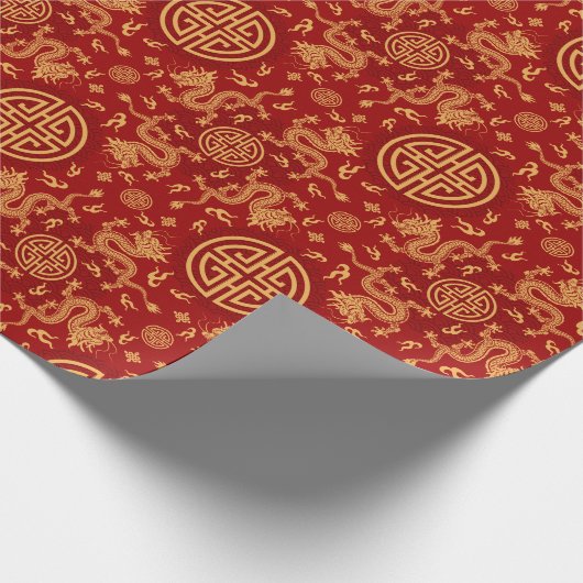 Chinesischer Drache Lucky-Symbol Geschenkpapier (Ecke)