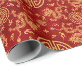 Chinesischer Drache Lucky-Symbol Geschenkpapier (Rolleneckpunkt)