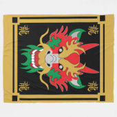 Chinesischer Drache maskiert asiatische Kunst Fleecedecke (Vorderseite (Horizontal))