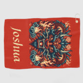 Chinesischer Drache mit Flammen Golfhandtuch (Horizontal)