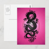 Chinesischer Drache mit rosa Burst Postkarte (Vorne/Hinten)
