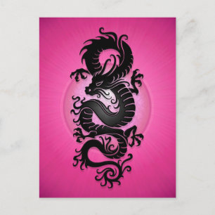 Chinesischer Drache mit rosa Burst Postkarte
