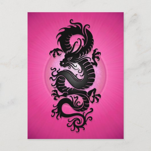 Chinesischer Drache mit rosa Burst Postkarte (Vorderseite)