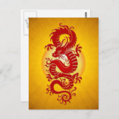 Chinesischer Drache mit Rot und Gelb Burg Postkarte (Vorne/Hinten)