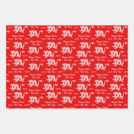 Chinesischer Drache - Neues Jahr 2024 Geschenkpapier Set (Vorderseite 2)
