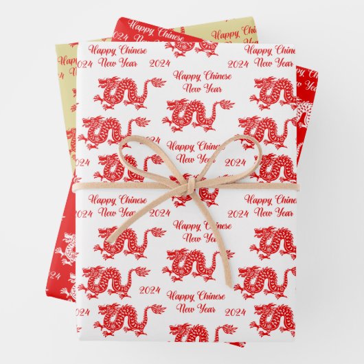Chinesischer Drache - Neues Jahr 2024 Geschenkpapier Set (Beispiel)