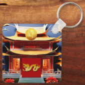 Chinesischer Drache Neujahr Monogram SqK Schlüsselanhänger (Rückseite)