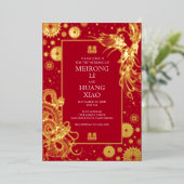 Chinesischer Drache Phoenix Hochzeit Folieneinladung (Stehend vorne)