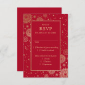 Chinesischer Drache Phoenix Hochzeit RSVP Karte (Vorne/Hinten)