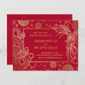 Chinesischer Drache Phoenix Hochzeit Save The Date (Vorne/Hinten)