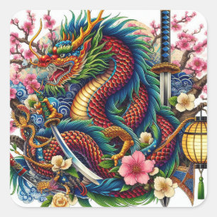 chinesischer Drache Quadratischer Aufkleber