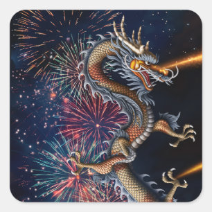 Chinesischer Drache Quadratischer Aufkleber