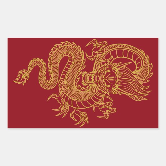 Chinesischer Drache Rechteckiger Aufkleber (Vorderseite)