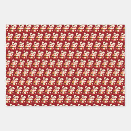 Chinesischer Drache Red Gold Golden Zodiac Geschenkpapier Set