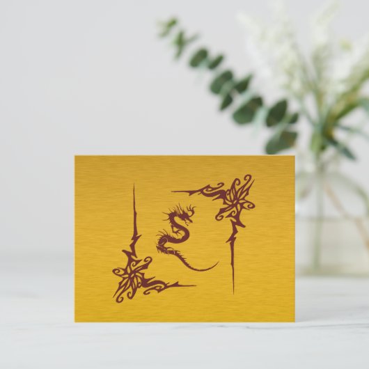 Chinesischer Drache, Roter Drache, Fantasie, Mytho Postkarte (Stehend Vorderseite)