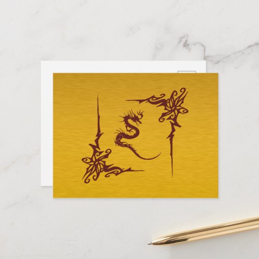 Chinesischer Drache, Roter Drache, Fantasie, Mytho Postkarte (Vorderseite/Rückseite Beispiel)