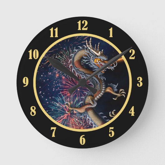 Chinesischer Drache Runde Wanduhr (Vorderseite)