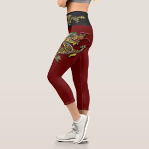 Chinesischer Drache Stickerei Zodiac Birthday LegC Capri Leggings
