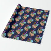 Chinesischer Drache und Blume Geschenkpapier (Ungerollt)