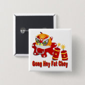 Chinesischer Drache und Feuerwehrleute Button (Vorne & Hinten)