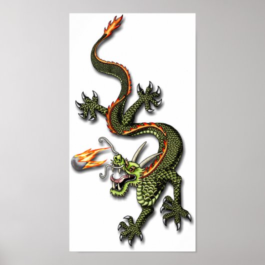 Chinesischer Drache und Perle Poster (Vorne)