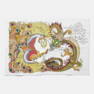 Chinesischer Drache und Phönix-Küchentuch Geschirrtuch