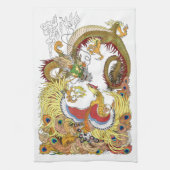 Chinesischer Drache und Phönix-Küchentuch Geschirrtuch (Vertikal)
