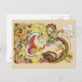 Chinesischer Drache und Phönix Postkarte (Vorne/Hinten)