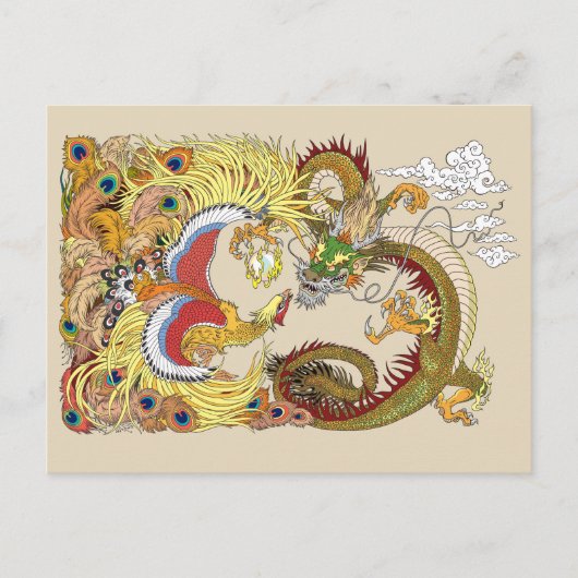 Chinesischer Drache und Phönix Postkarte (Vorderseite)