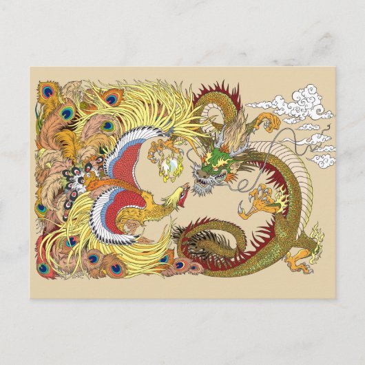 Chinesischer Drache und Phönix Postkarte (Vorderseite)