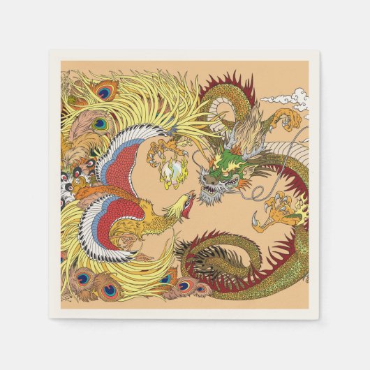 Chinesischer Drache und Phönix Serviette (Vorderseite)