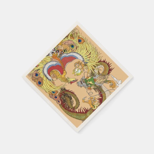 Chinesischer Drache und Phönix Serviette (Ecke)